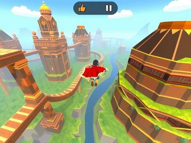 Sky Soar Adventure gameplay screenshot showing a character flying over Indian landscapes